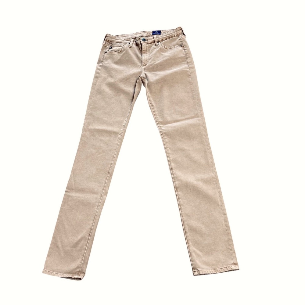 AG Adriano Goldschmied The Prima Cigarette Leg Jeans Tan Khaki Mid Rise Slim 26R